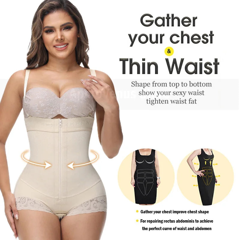 Colombian Faja Open-Bust Bodysuit | Lace Detail | Braviixx