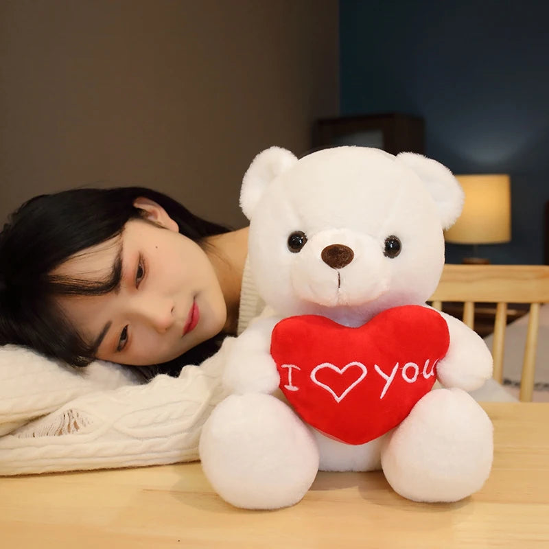 28cm Teddy Bear Holding Heart | I Love You Plush Gift | Braviixx