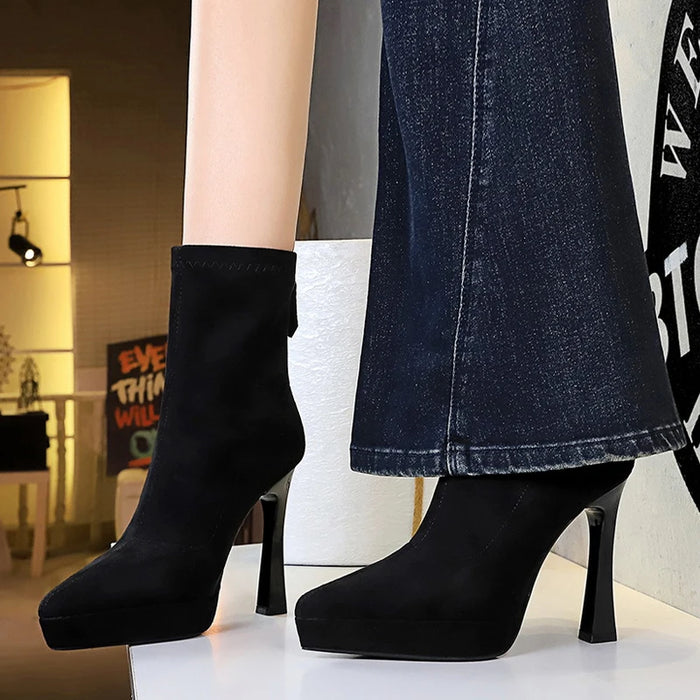 Women's Platform Ankle Boots | Pointed Toe | Braviixx