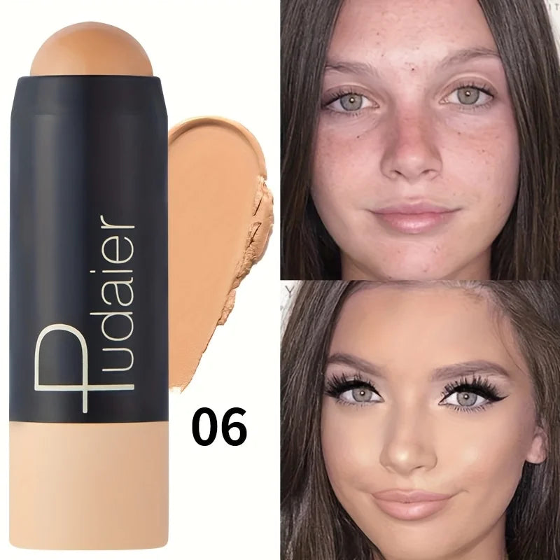 2-in-1 Foundation & Concealer Stick, Waterproof Long Wear, Full Cover, Hide Blemishes, Smooth Base Makeup