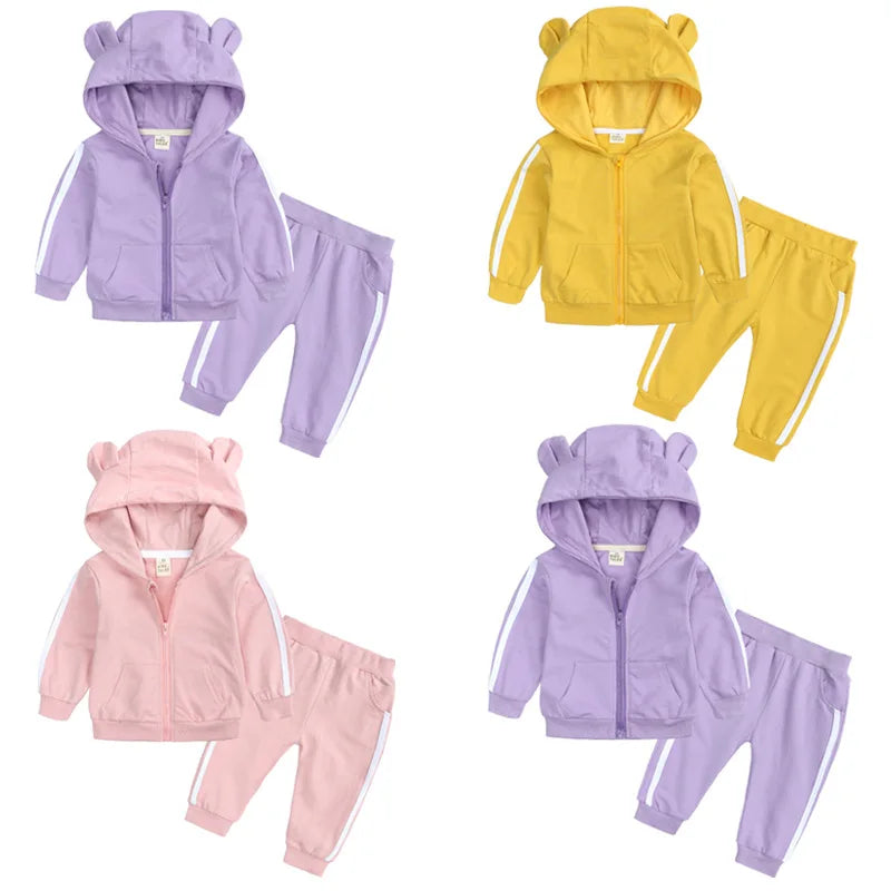 Baby Hooded Cotton Outfit Set | Long-Sleeve Top & Pants | 6–24M | Braviixx