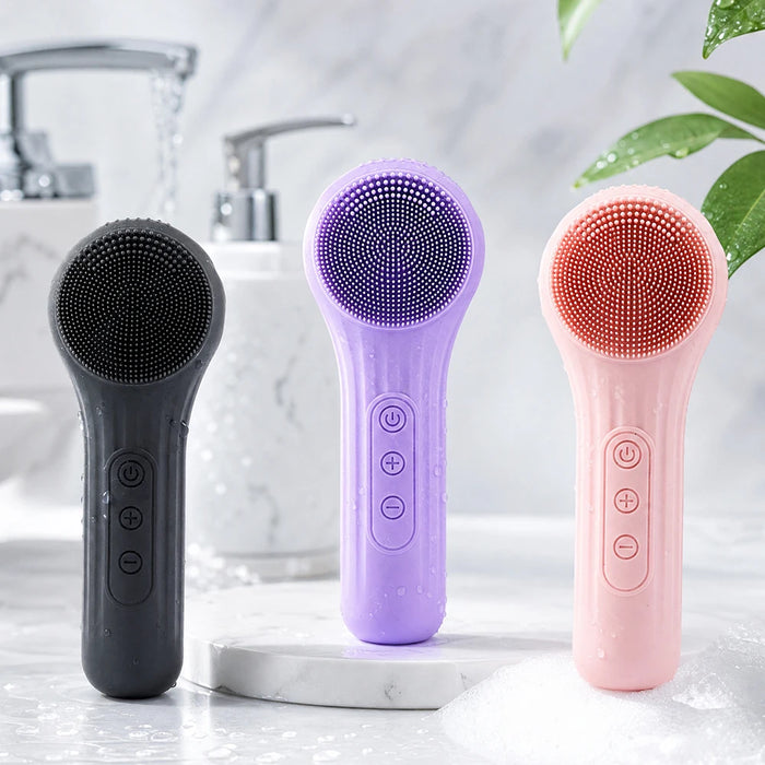 Sonic Waterproof Facial Cleansing Brush Rechargeable 2 in 1 Silicone Face Scrubber Exfoliating Vibrating Deep Clean Face Cleaner