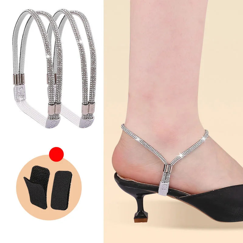 High Heels Shoes Band Anti-loose for Women Diamond Shoelaces Anti-drop Heel Straps Belt Drill Elastic Fixing Belts Rhinestone