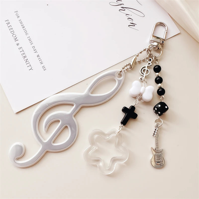 Music-Themed Bag Charm | Treble Clef & Beaded Pendant Designs | Braviixx