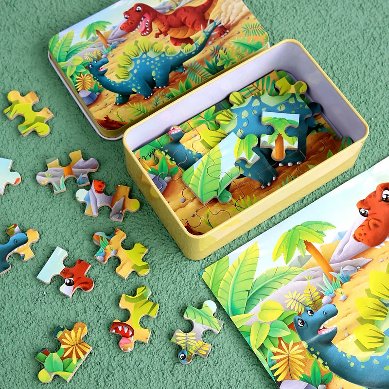60-Piece Cartoon Jigsaw Puzzle with Metal Tin | Braviixx