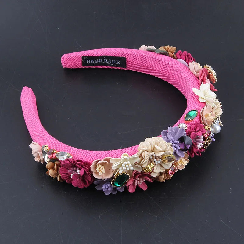 Pearl Fabric Flower Sponge Headbands Fashion Hair Accessories Trend Party Rhinestone Hairband Hair Band Girl Headwear20