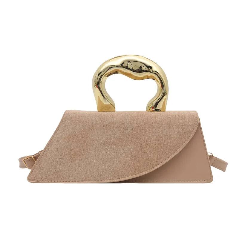 Sculpted Handle Handbag | Asymmetric Flap & Crossbody Strap | Braviixx
