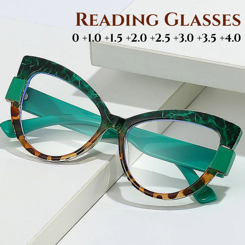 ERIKOLE Oversized Cat Eye Reading Glasses | Anti Blue Light · HMC Lens · Colour Block | Plain or +1.00 to +4.00 | Braviixx