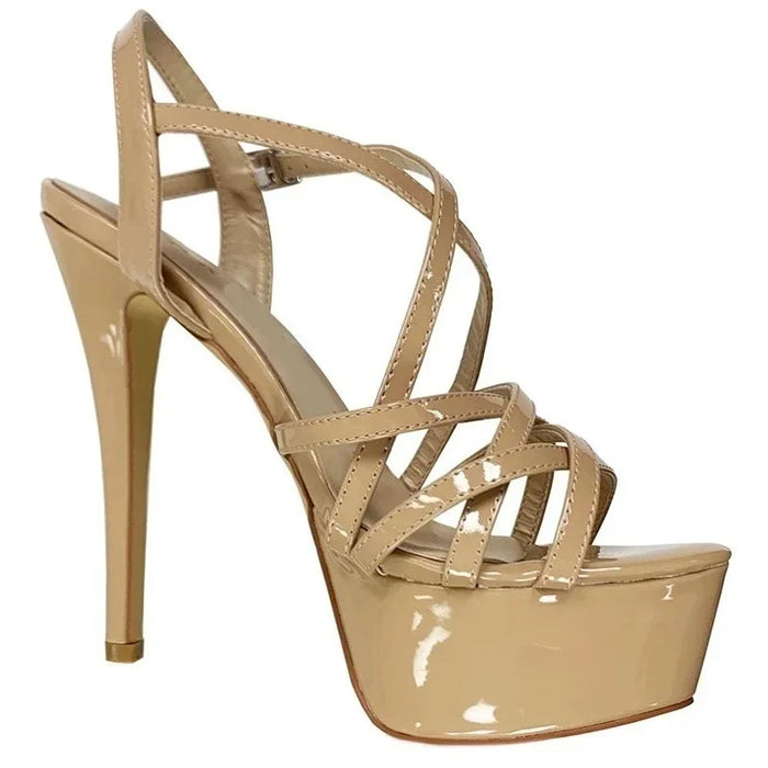 LOSLANDIFEN 2026 NEW 14CM Platform High Heels Sandals Sexy Ankle Strap Open Toe Gladiator Party Dress Women Shoes Plus Size 44