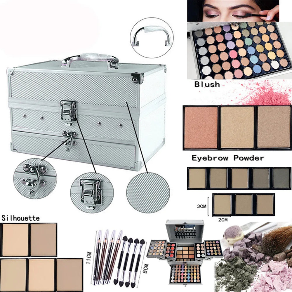 132-Color Makeup Kit | Lipstick, Liner, Powder & Concealer | Braviixx
