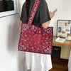 Vintage Bandana Paisley Print Tote Bag | Large Capacity Quilted Shoulder Bag