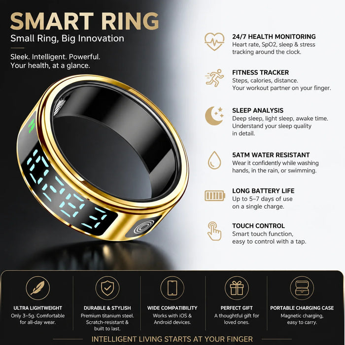 Screen Display Smart Ring with Activity Tracking | Braviixx