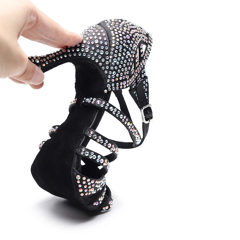 Women's Rhinestone Cross-Strap Dance Heels | Braviixx