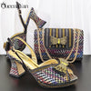 Women's Crystal Rhinestone Peep Toe Pumps | Square Heel Ankle Strap | 8.5cm | 6 Colors | EU 38–43
