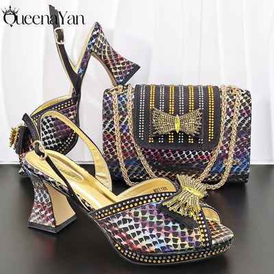 Women's Crystal Rhinestone Peep Toe Pumps | Square Heel Ankle Strap | 8.5cm | 6 Colors | EU 38–43