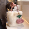 Fluffy Mini Crossbody Bag | Cherry Pom-Pom & Braided Handle | Braviixx