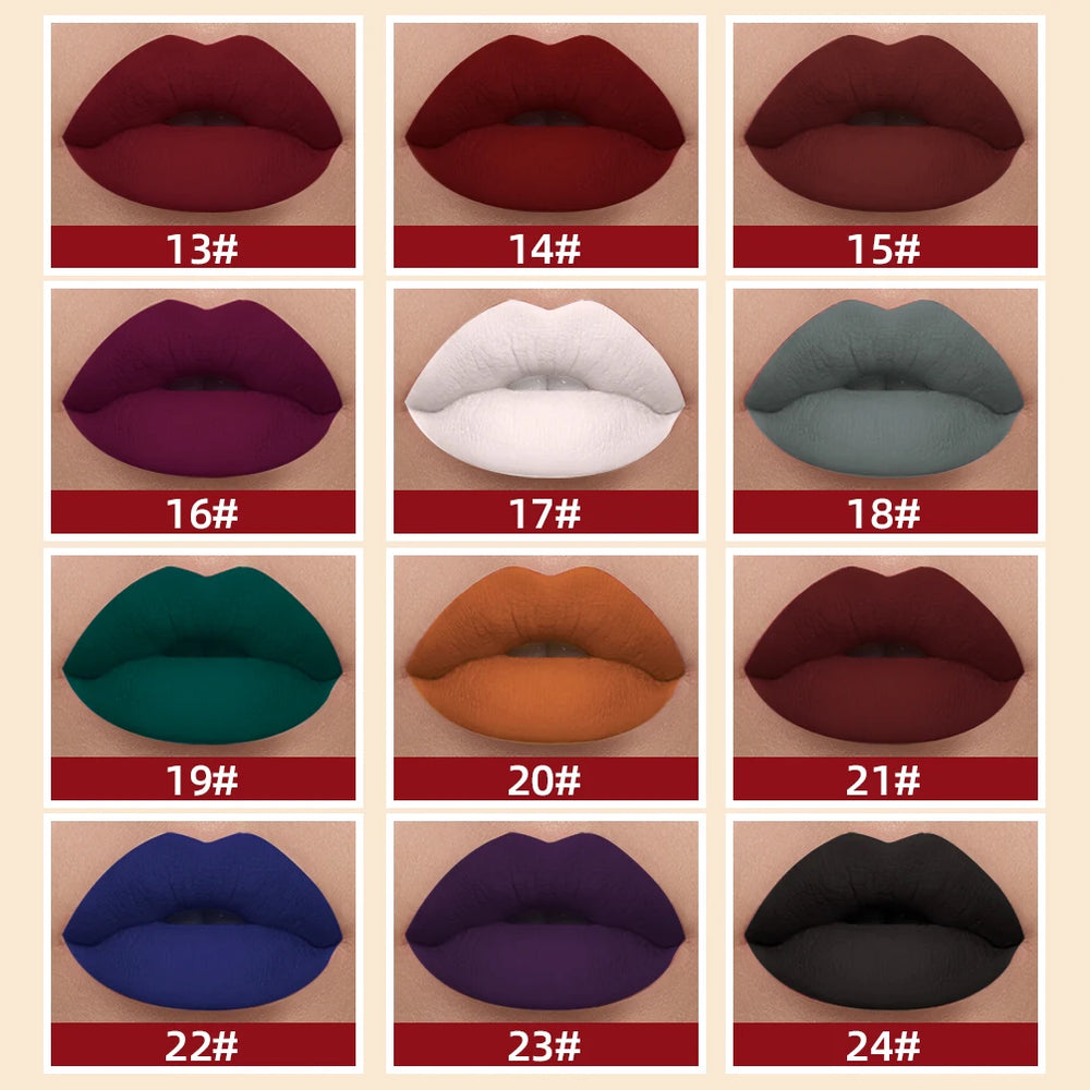 QIBEST Matte Liquid Lipstick Waterproof Long Lasting Velvet Lip Gloss Tint Tube Matte Nude Pigment Red Lipgloss Lips Makeup