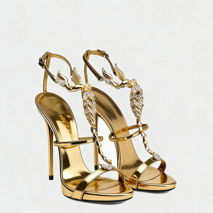 Rhinestone Scorpion Sandals | Buckle-Strap Stiletto Heels | Braviixx