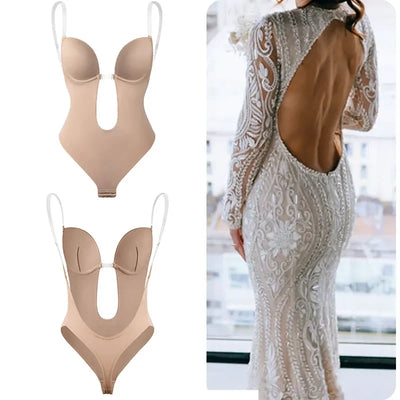 Women's Deep-V Backless Shapewear Bodysuit | Braviixx