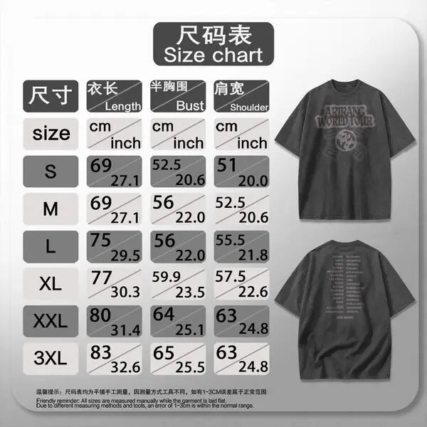 Pop Band 2026 Tour Concert T-shirts Women Men Short Sleeve 100% Cotton Washed Tshirts for Fan Gifts