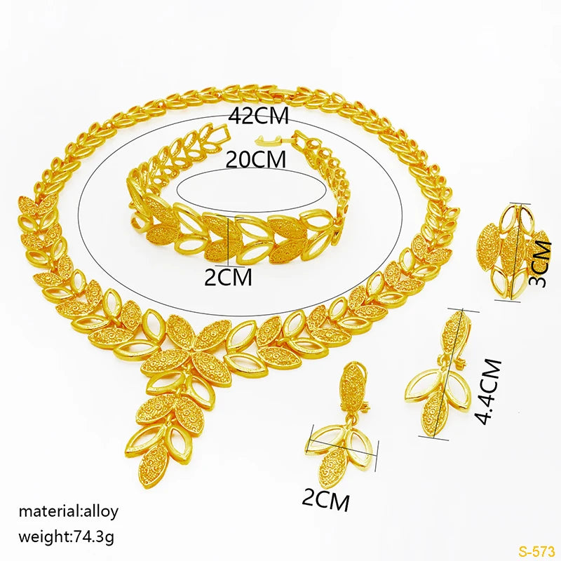 Gold-Tone Jewellery | Leaf Set & Pendant Necklace Options | Braviixx