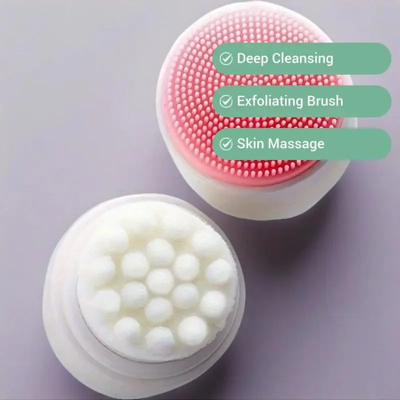 Silicone Facial Cleansing Brush, Double-Sided Deep Clean & Exfoliating Face Scrubber for Glowing Skin, Skin Care Tool