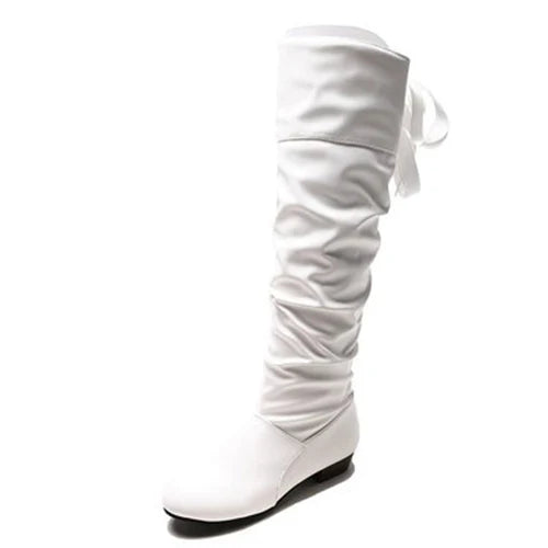 Slouchy Tall Boots | Round Toe & Back Lace Detail | Braviixx