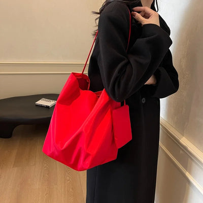 Slouchy Nylon Tote Bag | Open Top & Minimalist Design | Braviixx