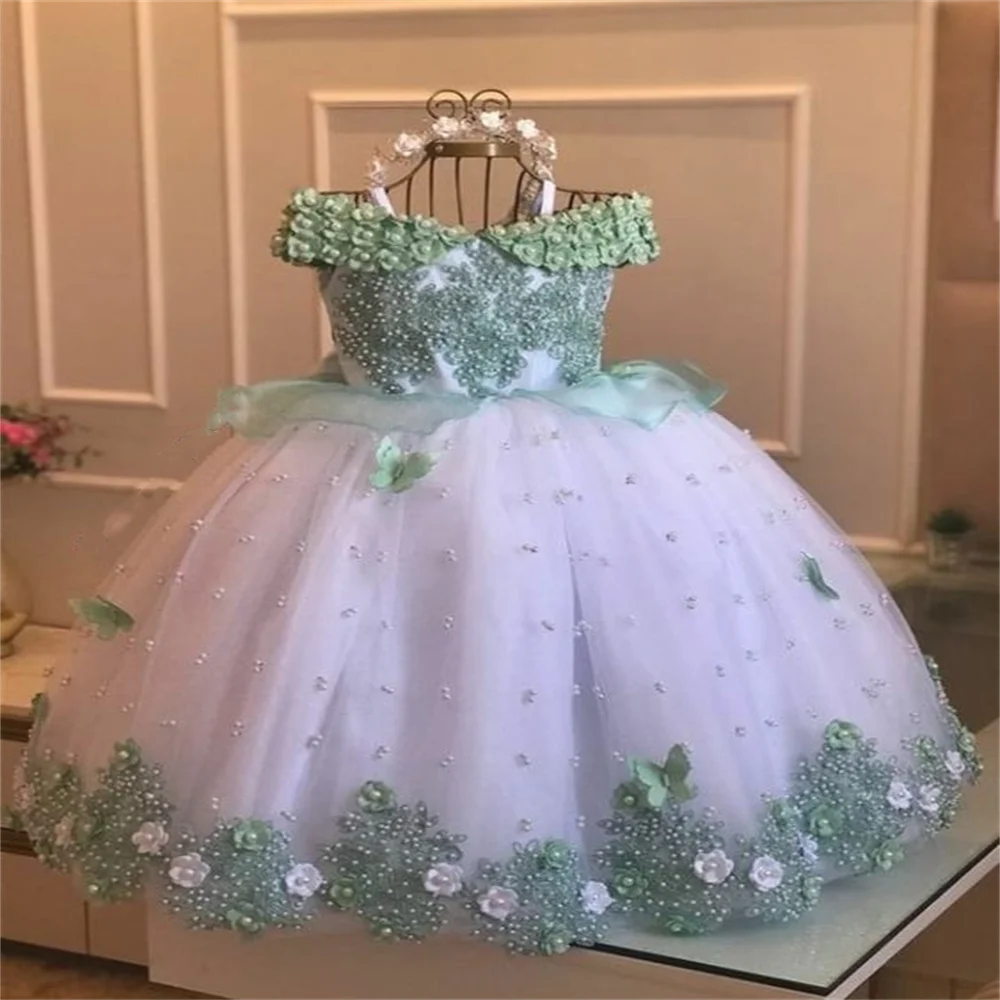 Girls' Lace Flower Girl Ball Gown | Sleeveless Princess Dress | 3M–14Y | Braviixx