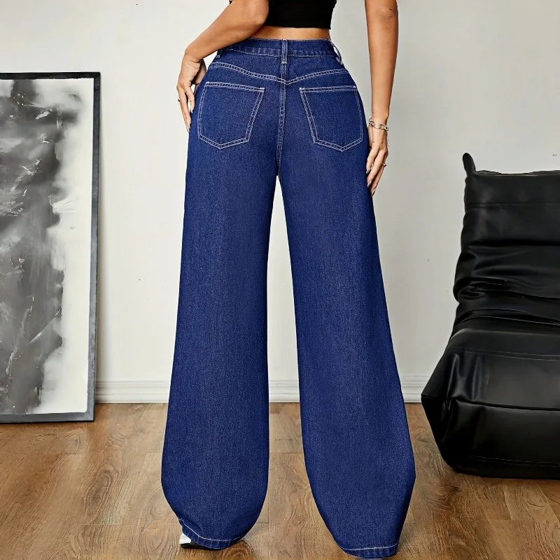 Wide Leg Jeans Women High Waist Pants Washed Distressed Denim Trousers Streetwear Y2k Female Vintage Denims Floor Length 2026