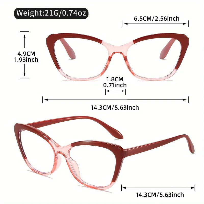 ERIKOLE Cat Eye Reading Glasses | Colour Block Frame · HMC Lens · Plain or +1.00 to +4.00 | Braviixx