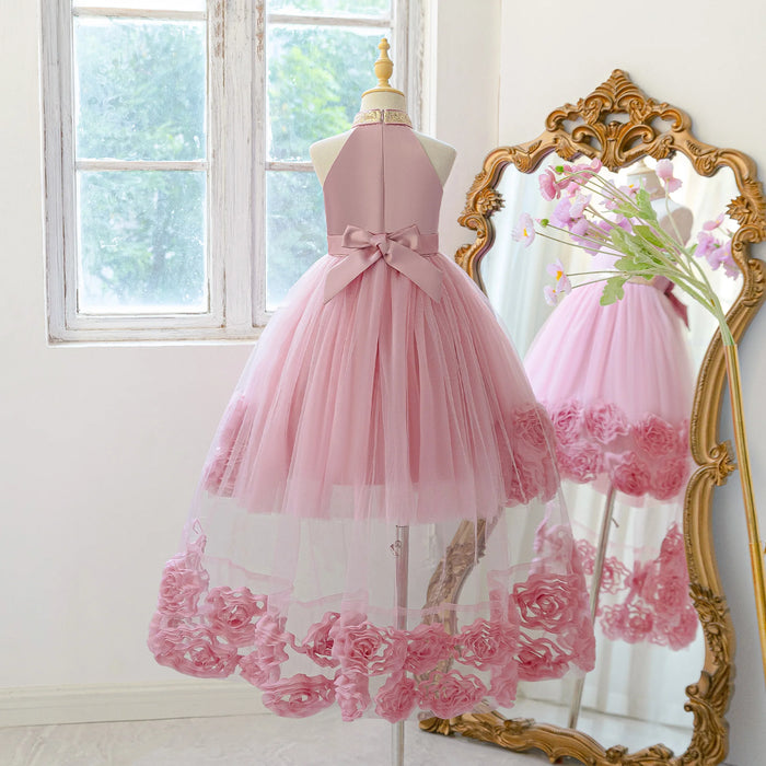 Girls Appliqué Tulle Ball Gown | Sleeveless Princess Party Dress for Wedding, Birthday & Prom