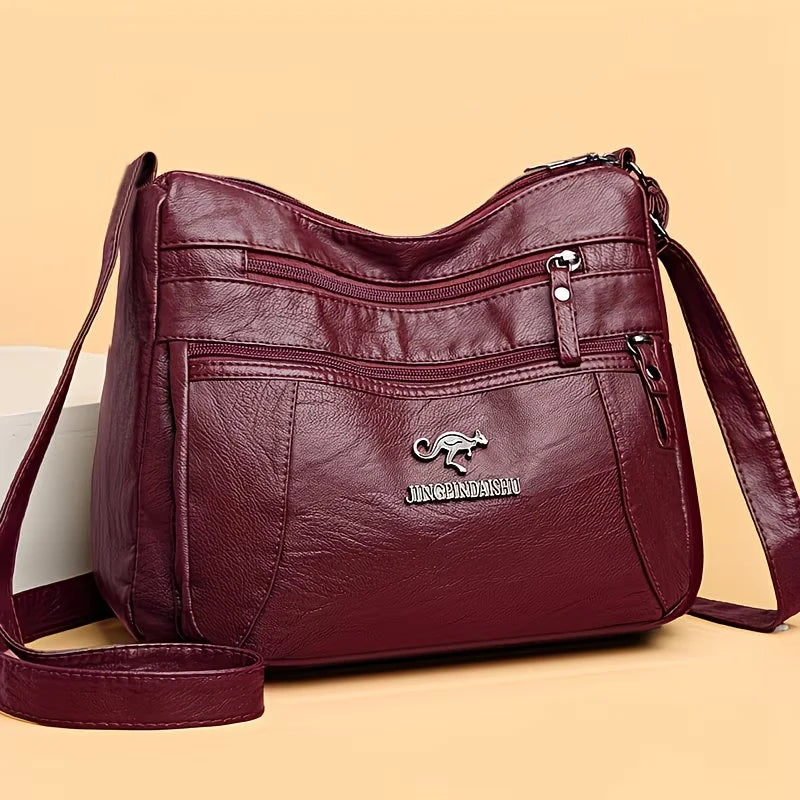 Soft Faux Leather Crossbody Bag | Multi-Zip & Adjustable Strap | Braviixx