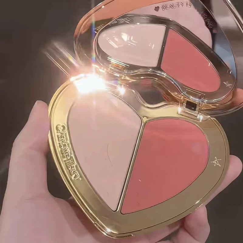 Charlotte Tilbury Air Cushion Foundation Lightweight Dewy Finish Long Lasting Heart Shape Powder Blusher Shimmer 2 in 1 Makeup