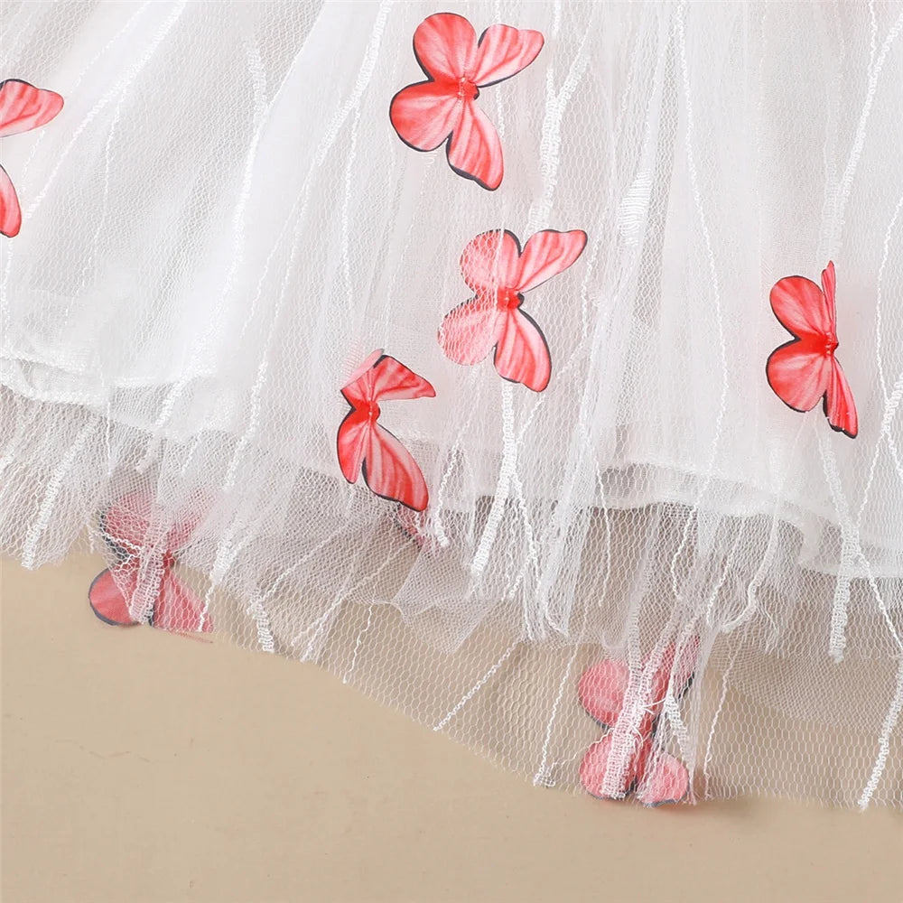 Baby Girls Butterfly Print Tulle Dress | Ruffle Bow Sundress | 12–18M to 4–5Y | Braviixx