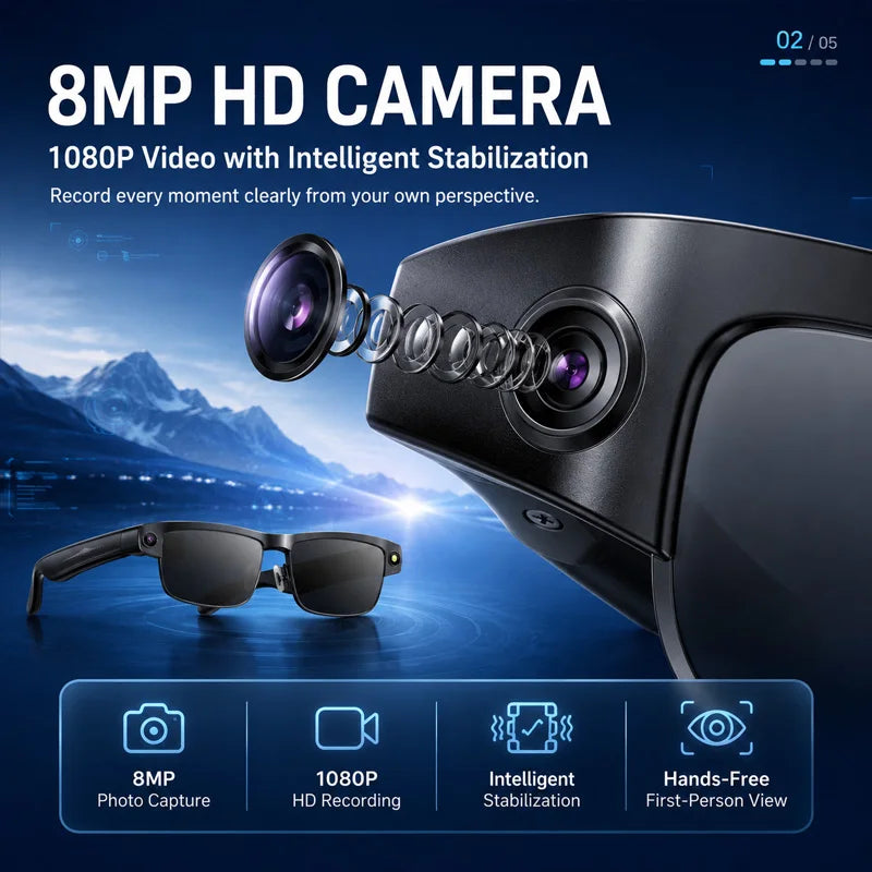 8MP AI Camera Smart Glasses with Translation | Braviixx