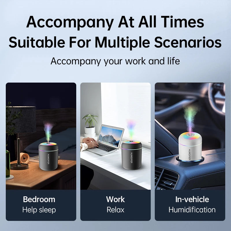 Mini USB Humidifier | 180 ml Tank & Colourful Lighting | Braviixx