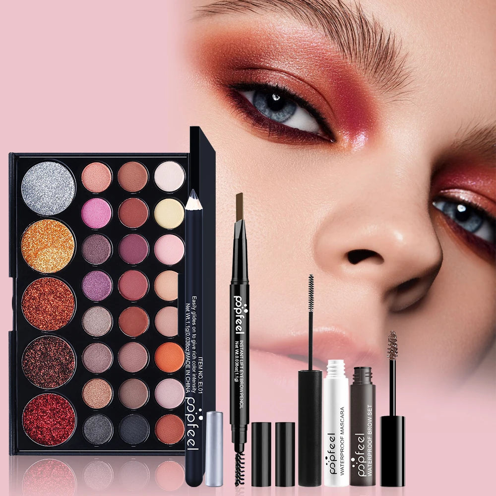 All-in-One Makeup Kit | Eyeshadow, Foundation, Primer & Lip Gloss | Braviixx