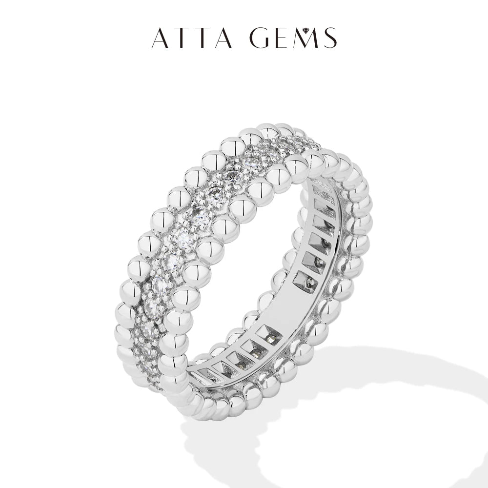 Women's Moissanite Band Ring | Beaded Edges & Gold-Plated Finishes | Braviixx