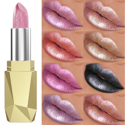 Metallic Glitter Lipstick | Highly Pigmented, Sparkling Shine, 19 Bold Shades