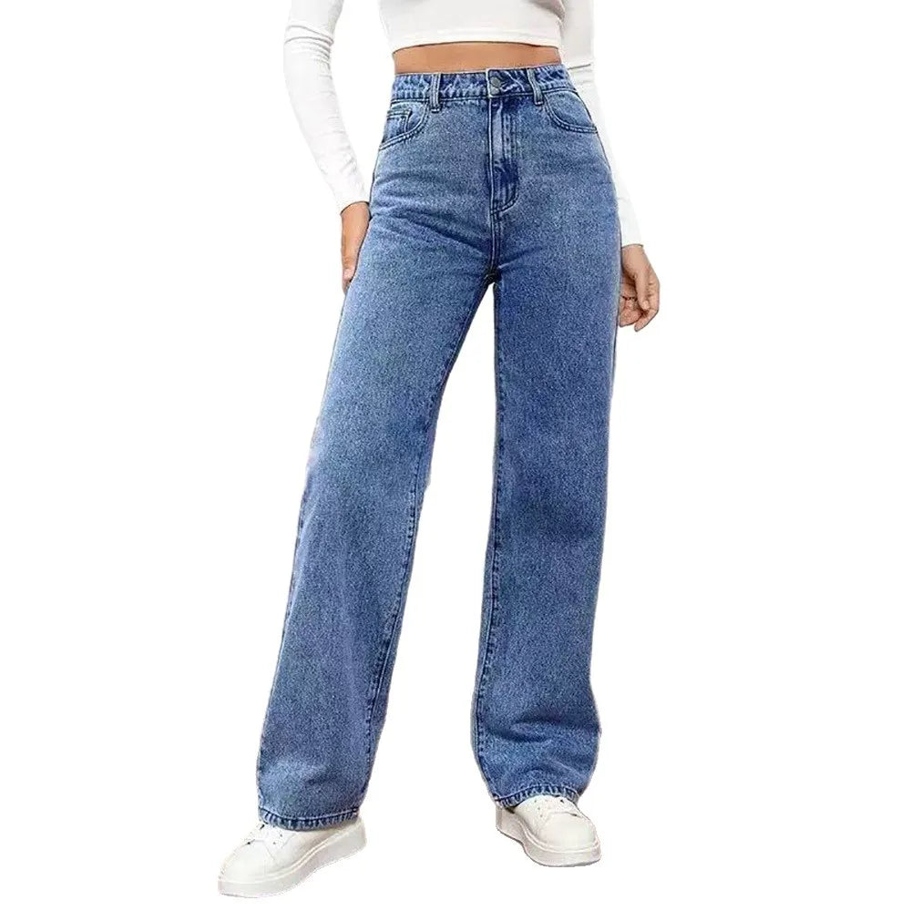 European and American Retro Trendy Washed Jeans for Women 2026 Spring and Autumn New Fashion Versatile Straight Long Pants