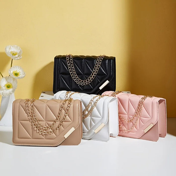 Quilted Mini Shoulder Bag | Gold-Tone Chain Strap | Braviixx