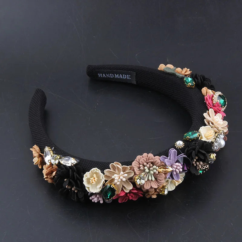 Pearl Fabric Flower Sponge Headbands Fashion Hair Accessories Trend Party Rhinestone Hairband Hair Band Girl Headwear20
