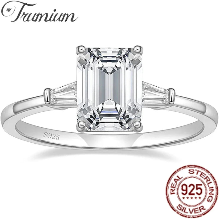 Women's Emerald-Cut Three-Stone Ring | Silver, Gold & Rose Gold Tones | Braviixx