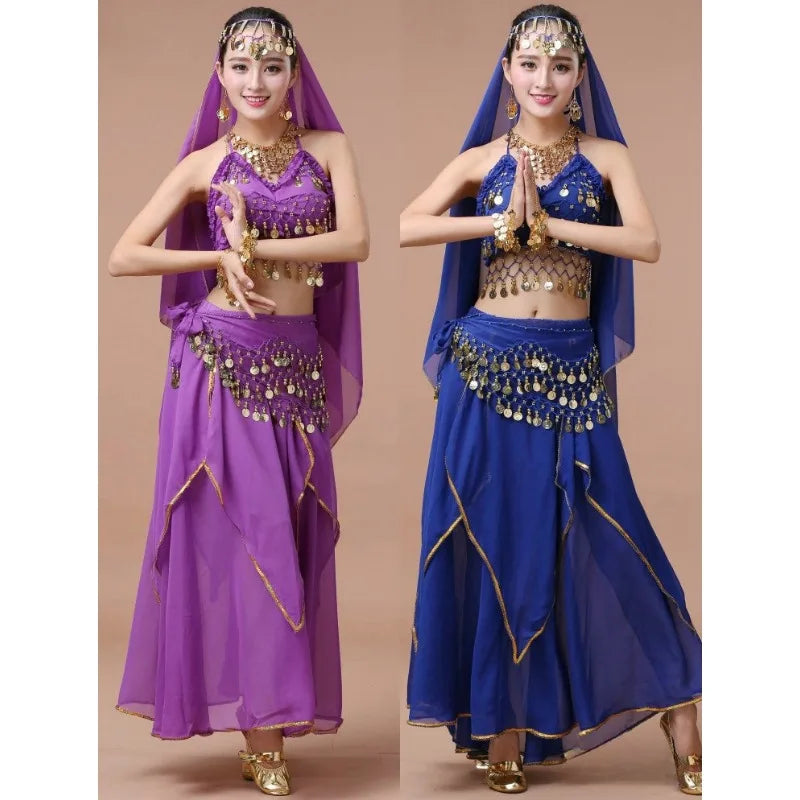Coin-Trim Belly Dance Costume | Top & Skirt Set | Braviixx