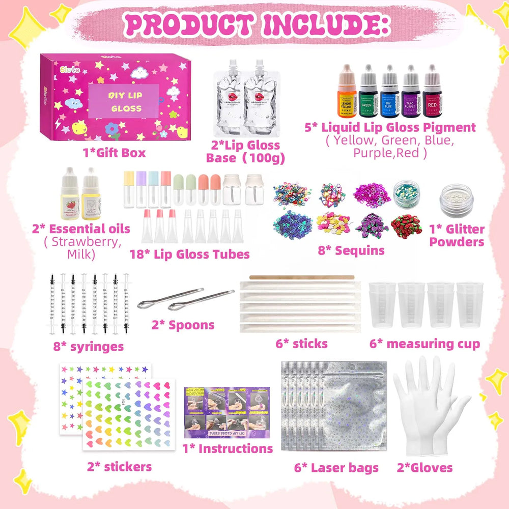 70-Piece DIY Lip Gloss Making Kit | Bases, Pigments & Filling Tools | Braviixx