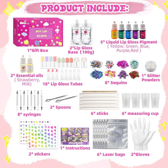 70-Piece DIY Lip Gloss Making Kit | Bases, Pigments & Filling Tools | Braviixx