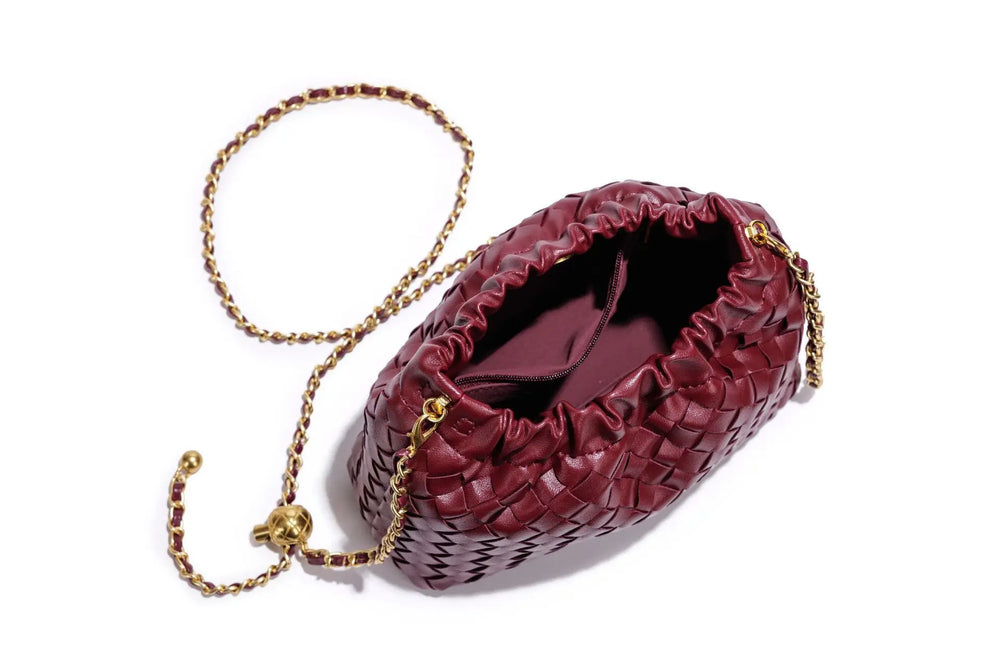 Women's Woven Crossbody Bag | Chain Strap | Braviixx