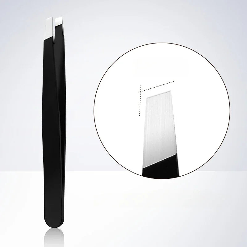 Stainless Steel Eyebrow Tweezer | Slant Tip · Flat Tip | Eyelash Application · Ingrown Hair Removal | Braviixx