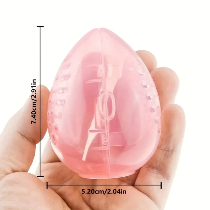 Egg-Shaped Makeup Sponge Storage Box | Vented Drying Case · Beauty Blender Holder | Transparent · Pink | Braviixx